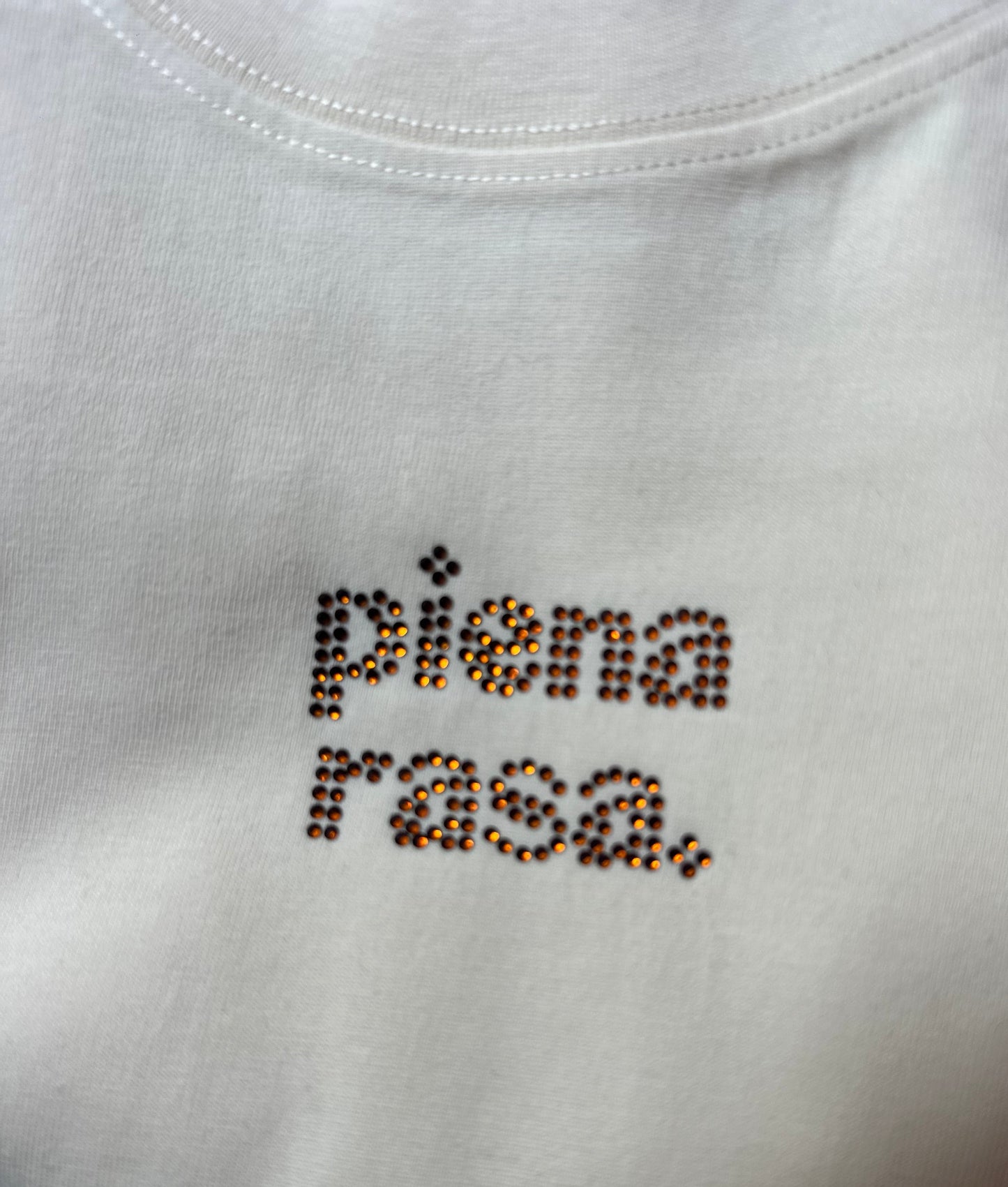 T-SHIRT PANNA PIENA RASA CON CRISTALLI BRONZO