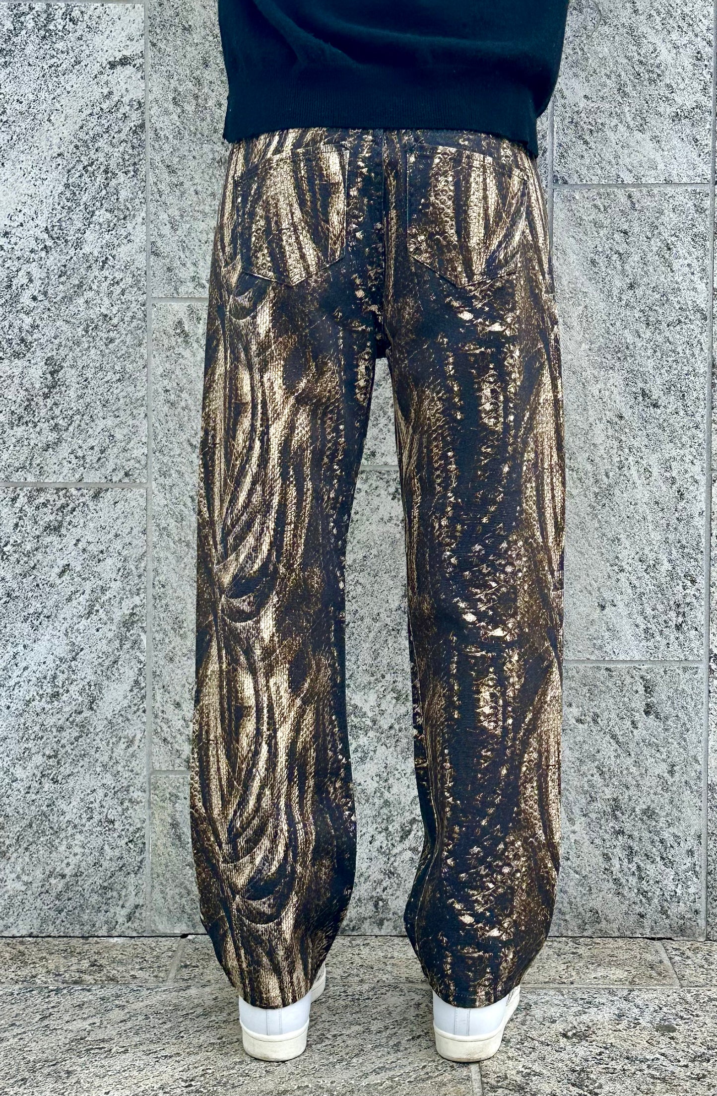 JEANS WIDE Col. ABSTRACT BEIGE PYTHON