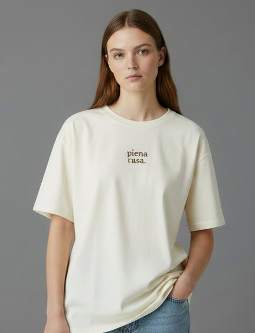 T-SHIRT PANNA PIENA RASA CON CRISTALLI BRONZO