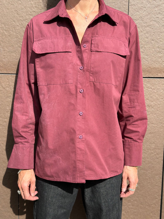 OVERSIZE CARGO SHIRT BURGUNDY