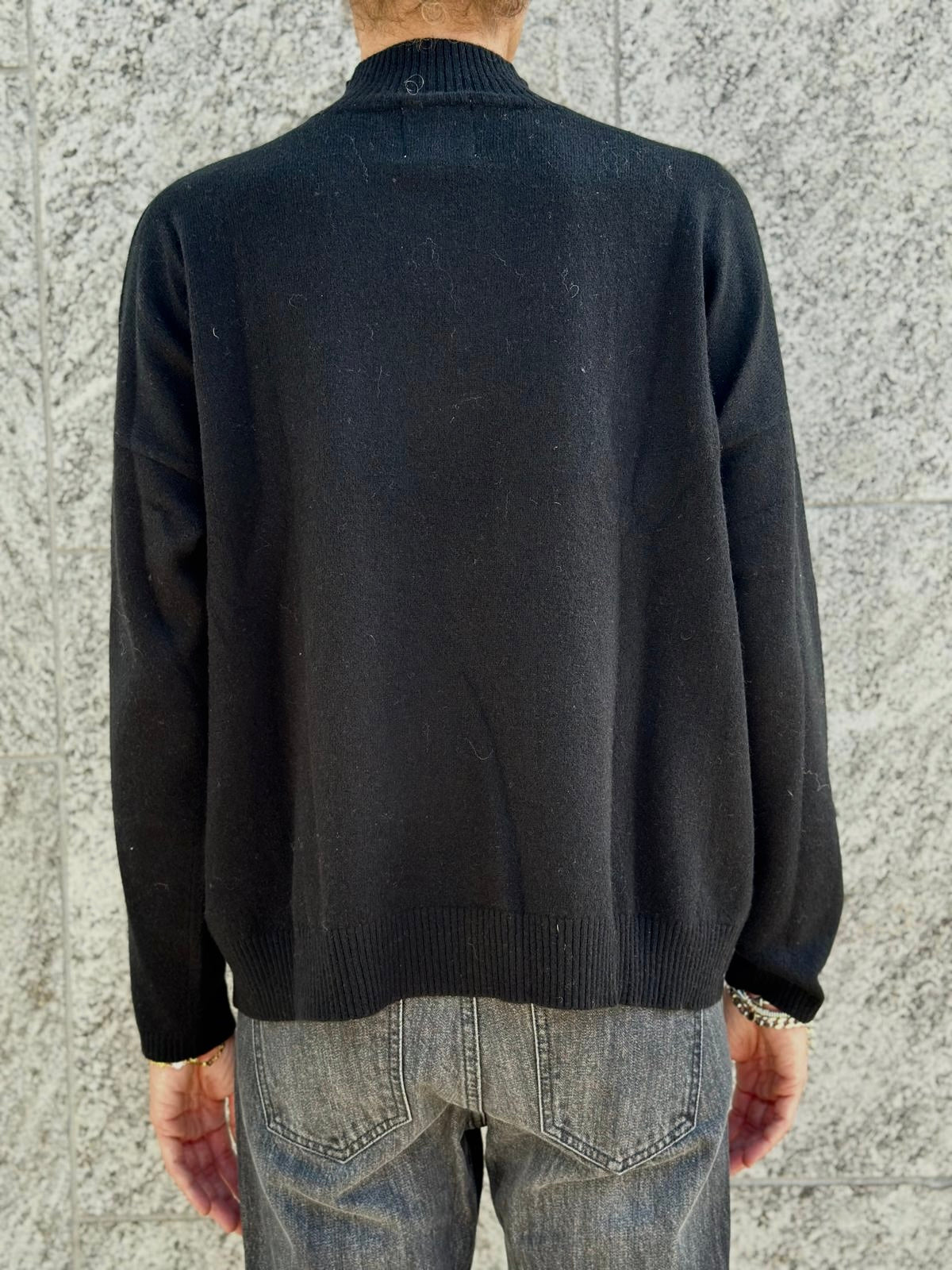 PULLOVER CAHSMERE HALF NECK BLACK