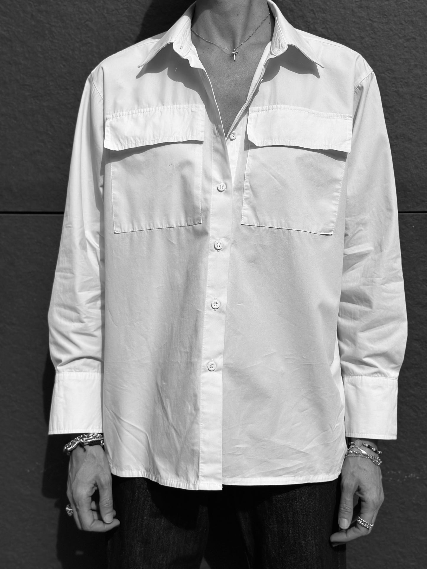 OVERSIZE CARGO SHIRT WHITE