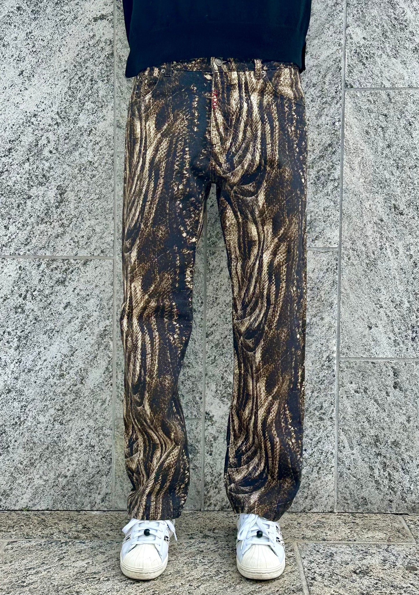 JEANS WIDE Col. ABSTRACT BEIGE PYTHON