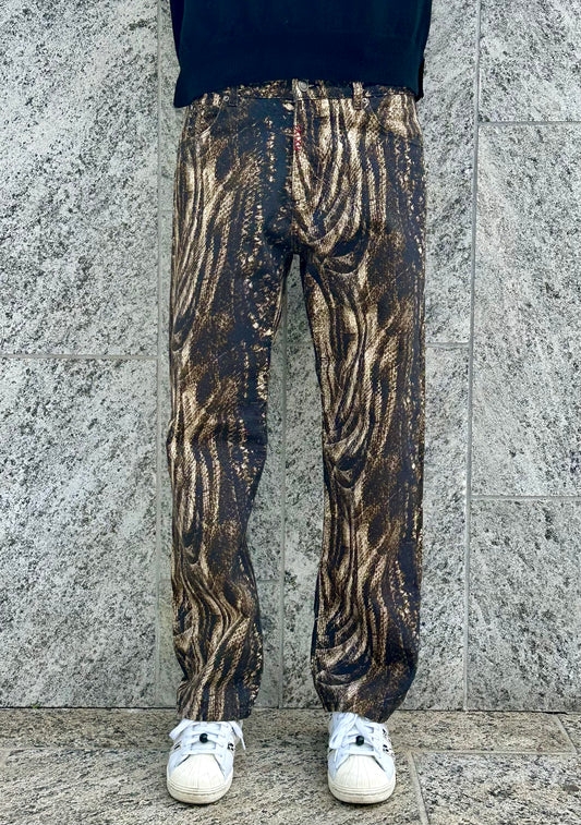 JEANS WIDE Col. ABSTRACT BEIGE PYTHON
