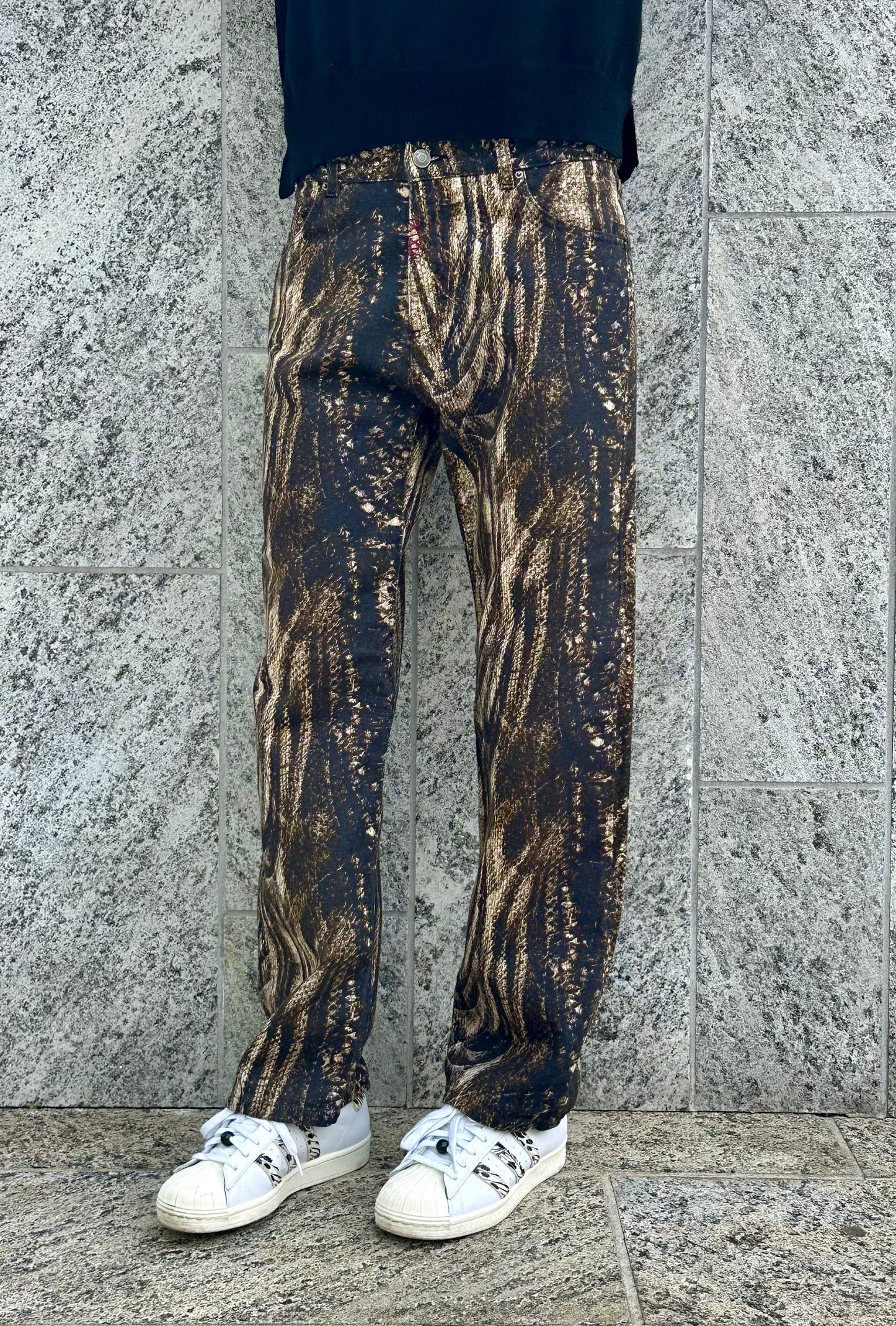 JEANS WIDE Col. ABSTRACT BEIGE PYTHON