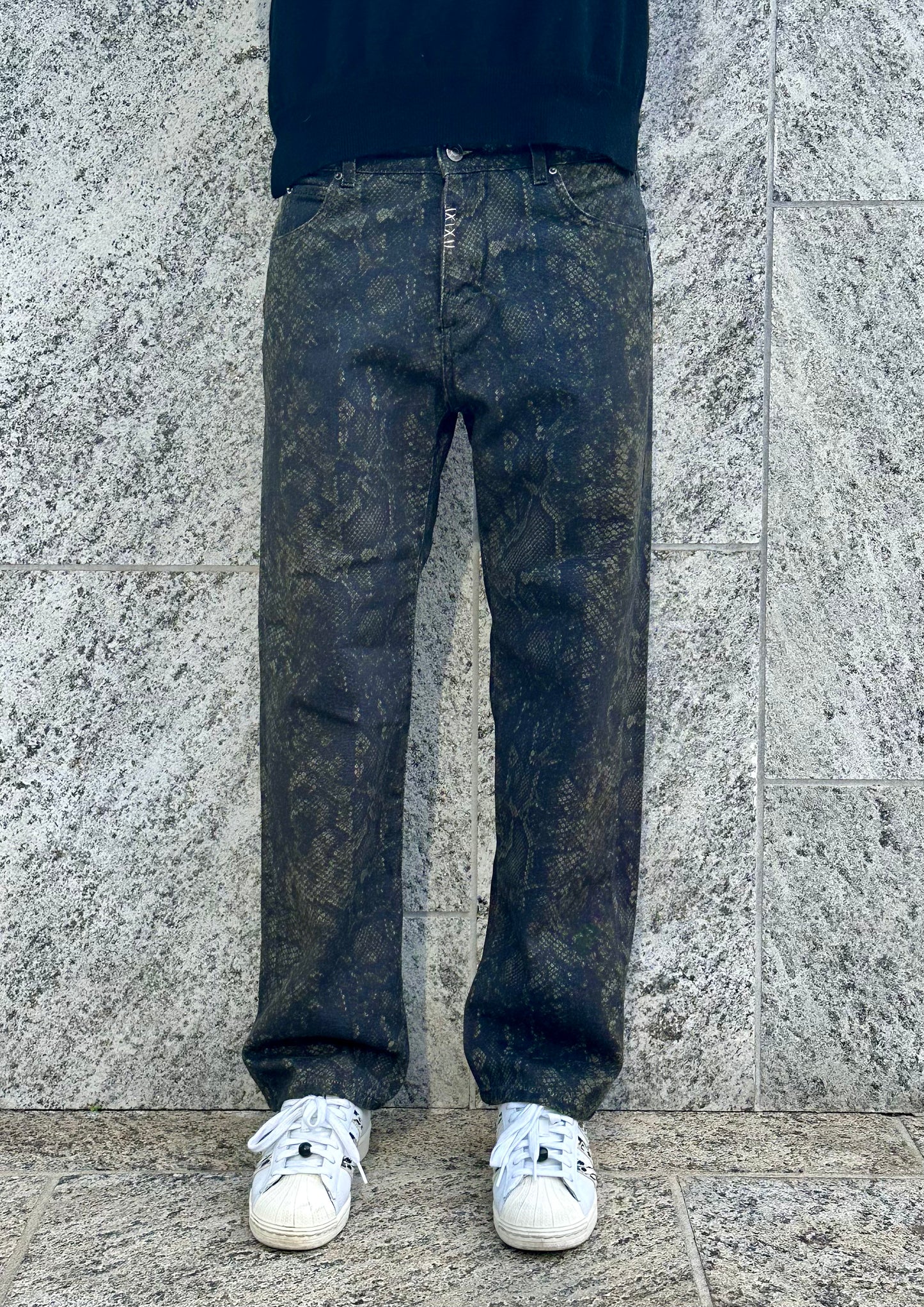 JEANS WIDE Col. GREEN PYTHON