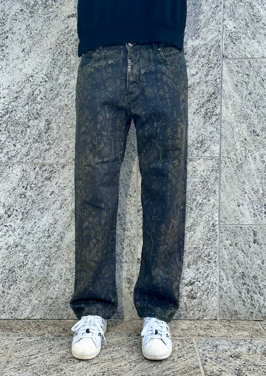 JEANS WIDE Col. GREEN PYTHON