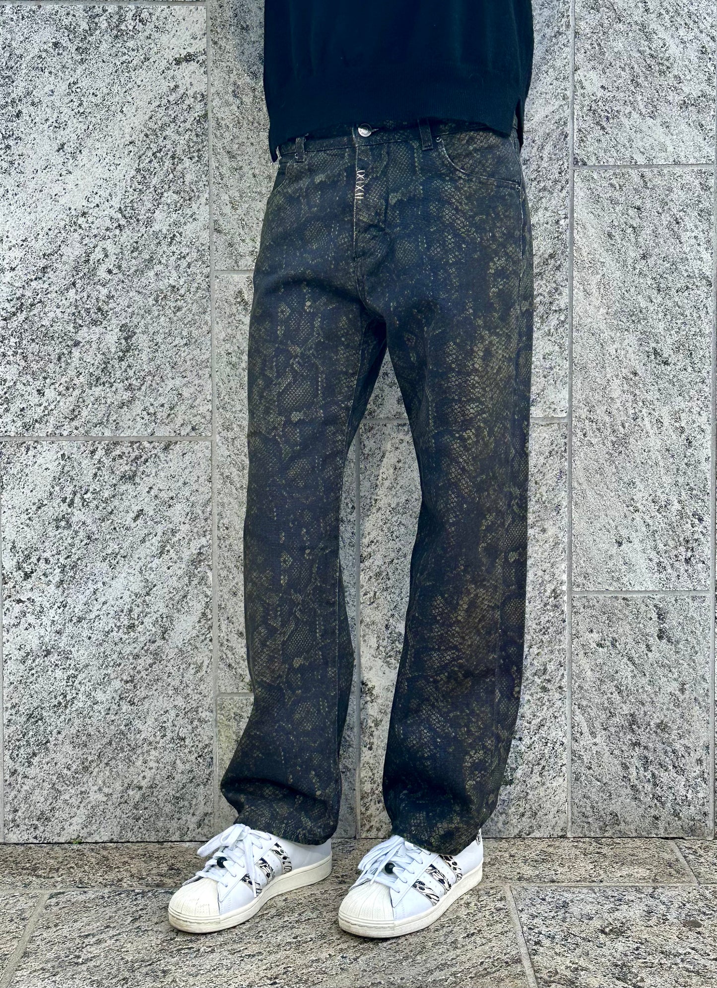 JEANS WIDE Col. GREEN PYTHON