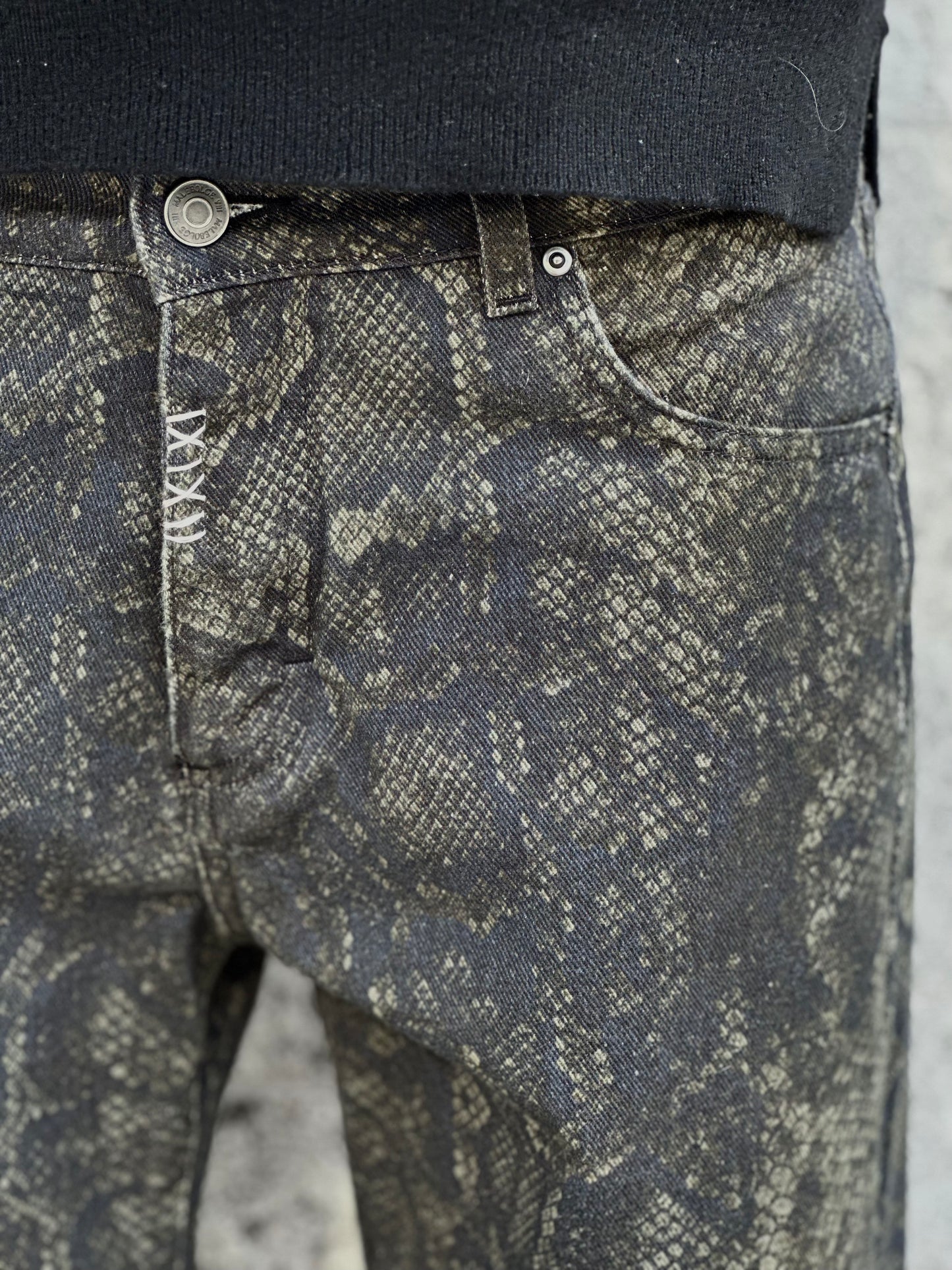 JEANS WIDE Col. GREEN PYTHON