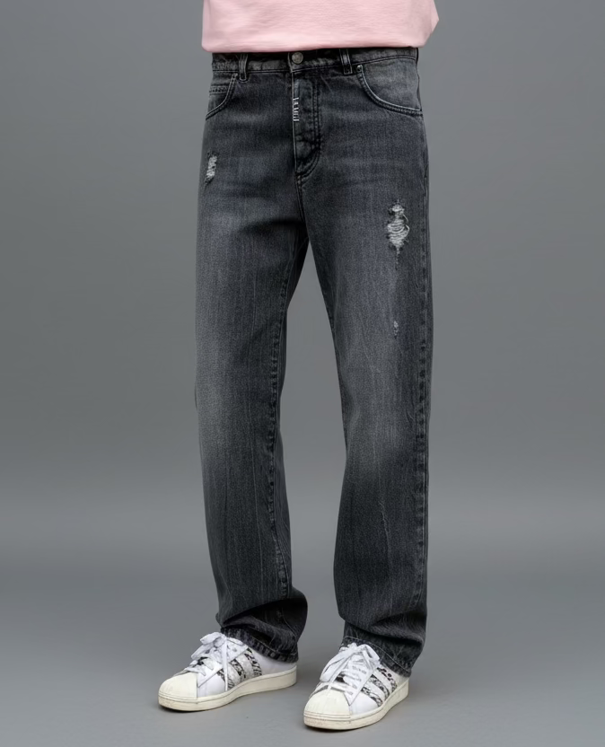 JEANS LARGE Couleur SMOKY DÉCHIRÉ