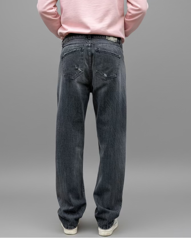 JEANS LARGE Couleur SMOKY DÉCHIRÉ