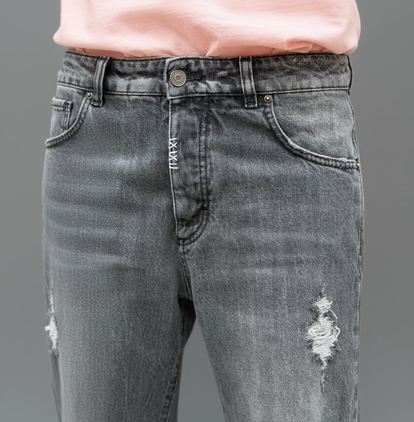 JEANS LARGE Couleur SMOKY DÉCHIRÉ