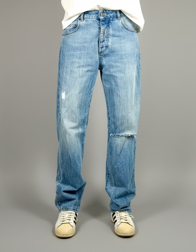 JEAN LARGE coul. STONE RIP avec Patch