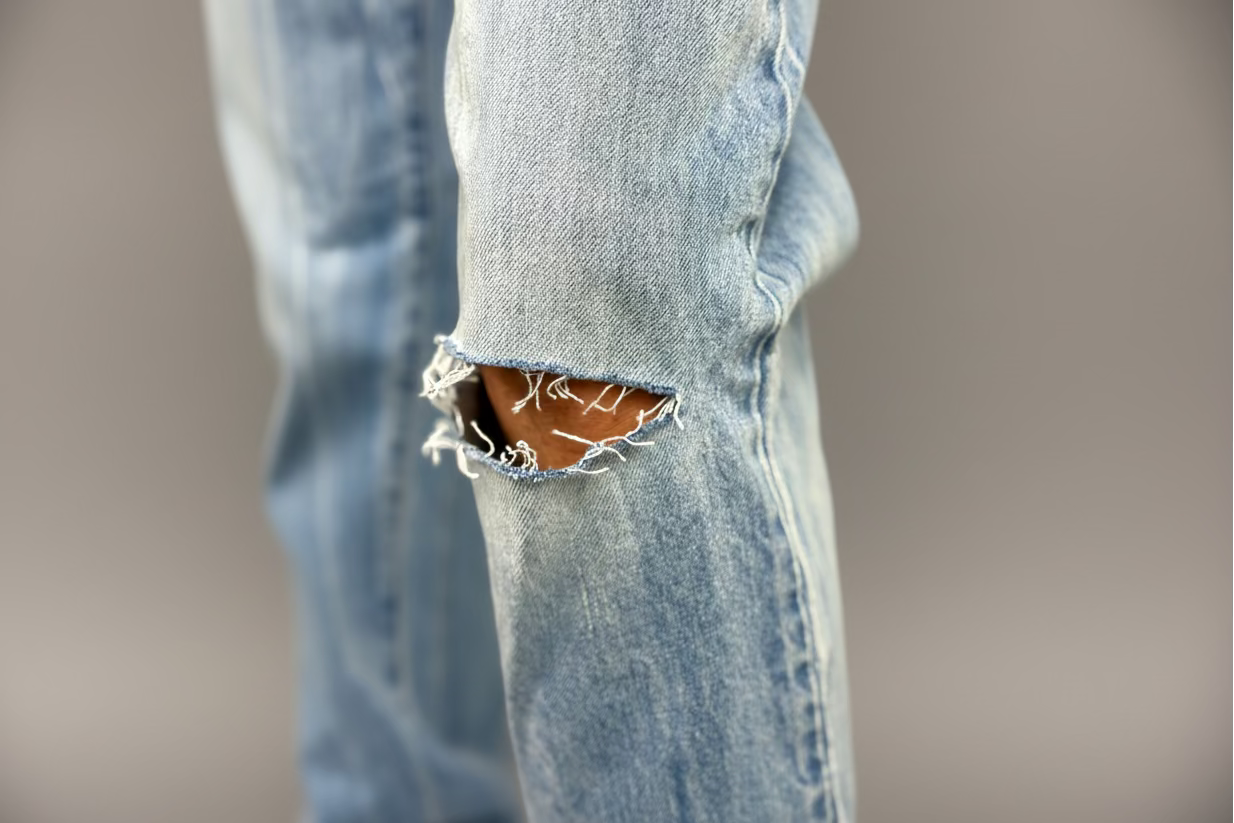 JEANS WIDE coul. STONE RIP