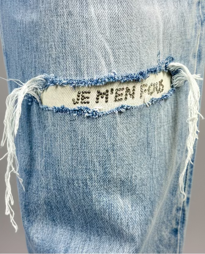 JEANS LARGE col. STONE RIP avec patch Je M'en Fous